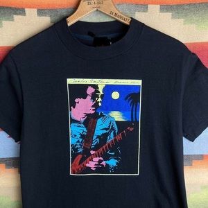 Retro 80s Carlos Santana Havana Moon Art Black Shirt